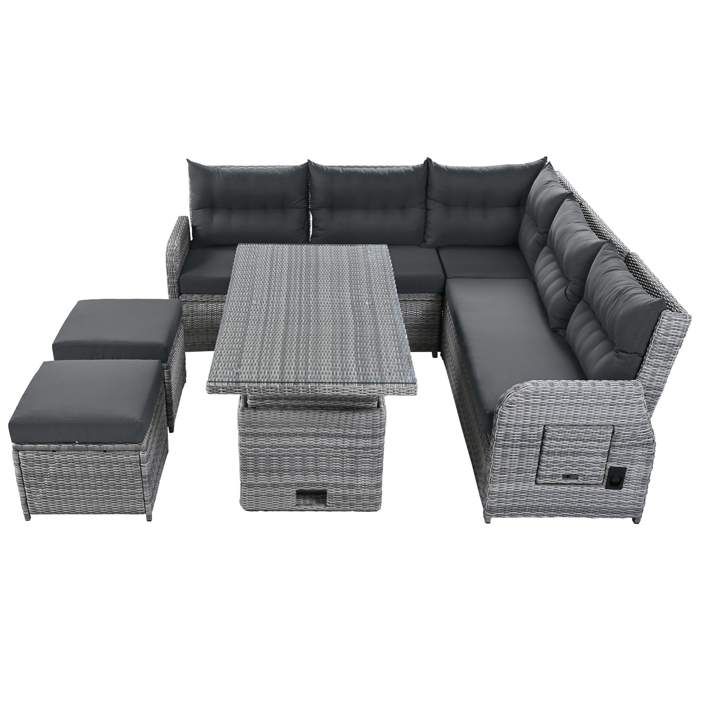 Outdoor Furniture Set Patio Rattan with Recliners and Tables