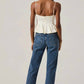 Astr - Paislee Satin Pleated Peplum Top