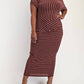 The Curve La - Plus Size Stripe Lurex Knit Off Shoulder Knit Midi Dress