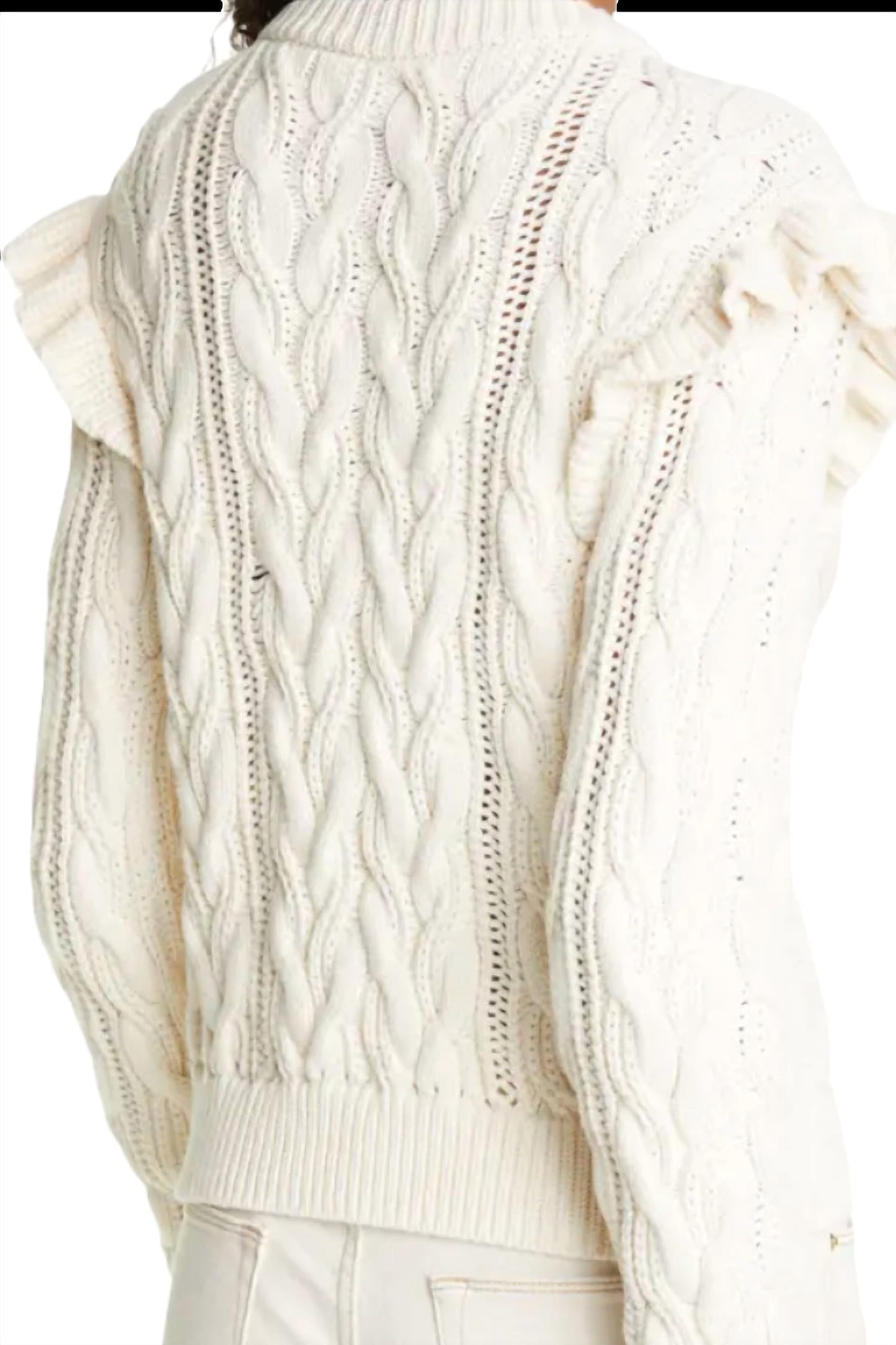 Frame - Cable Knit Ruffle Sweater