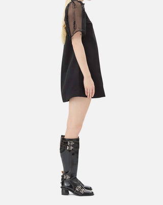 Ganni - Vestido curto de organza com franjas