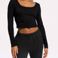 Bandier - Rivington Ribbed Long Sleeve Scoop Neck Crop Top