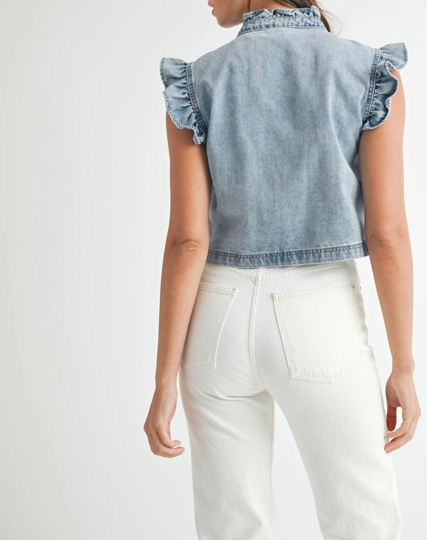 Mable - Ruffle Detail Denim Vest