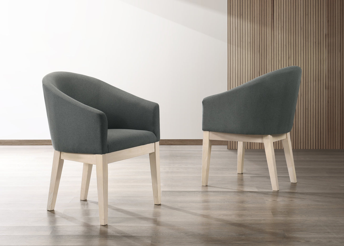 Neroli Set of 2 Gray Fabric Barrel Accent Chairs