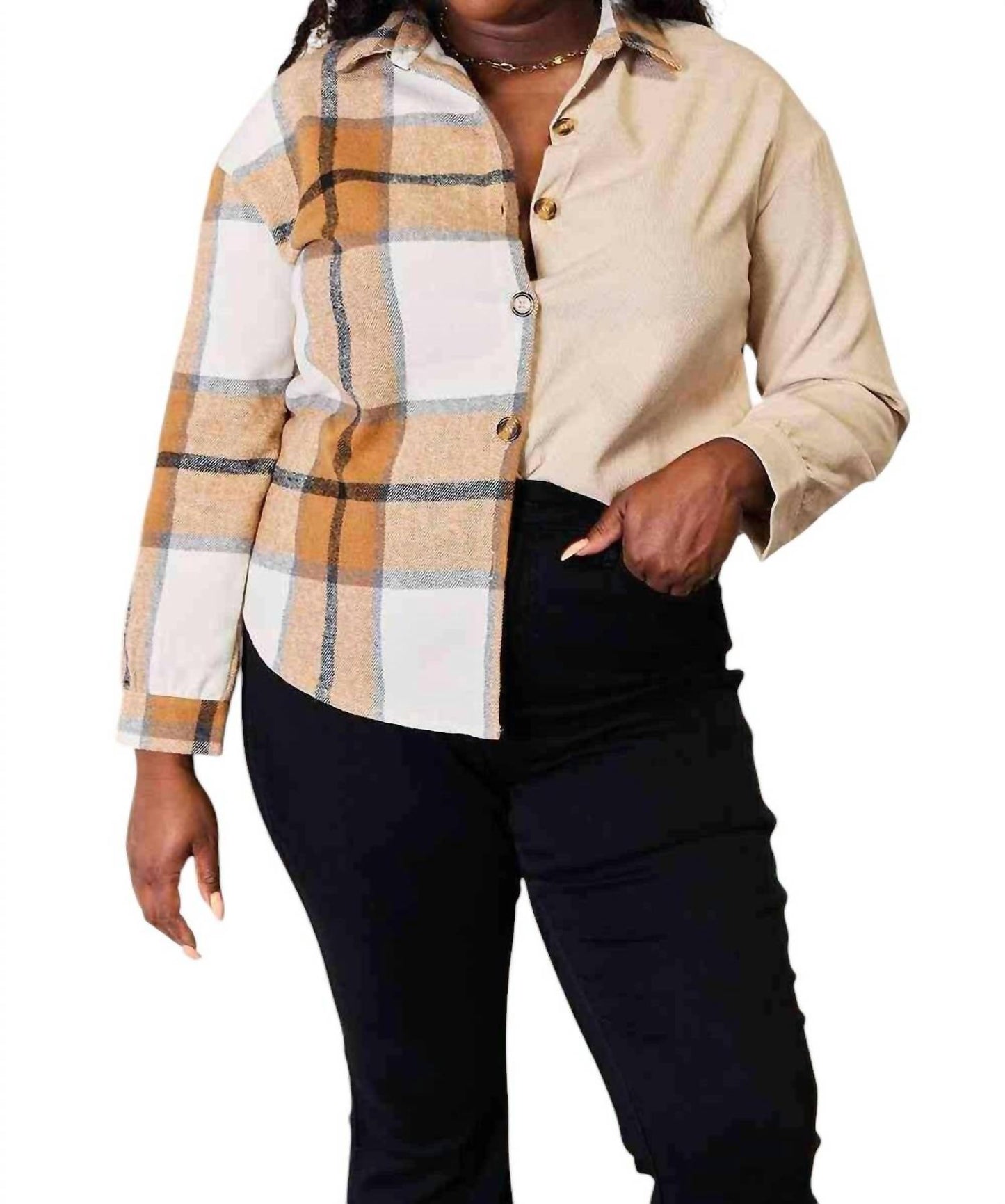 Double Take - Plaid Print Dropped Shoulder Shirt