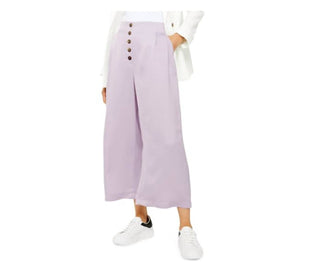 Topshop - Calça curta Coco Satin cintura alta com botões e perna larga