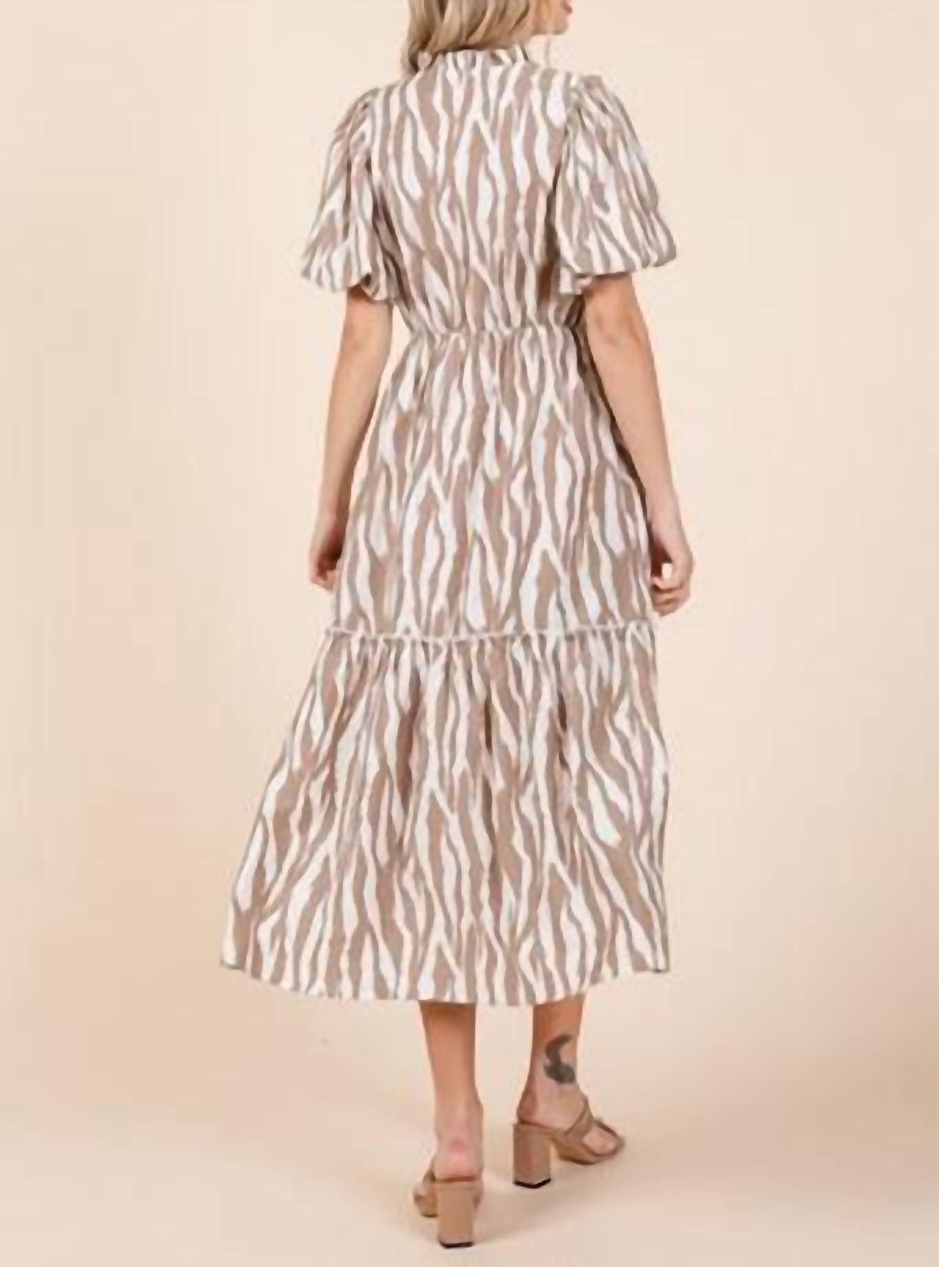 Geegee - Zebra Print Tiered Midi Dress