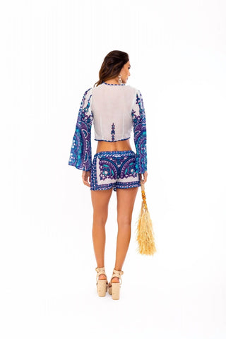 Soah - Top curto estampado Cara feminino