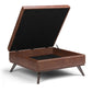 Owen XL Square Coffee Table Storage Ottoman - Distressed Saddle Brown