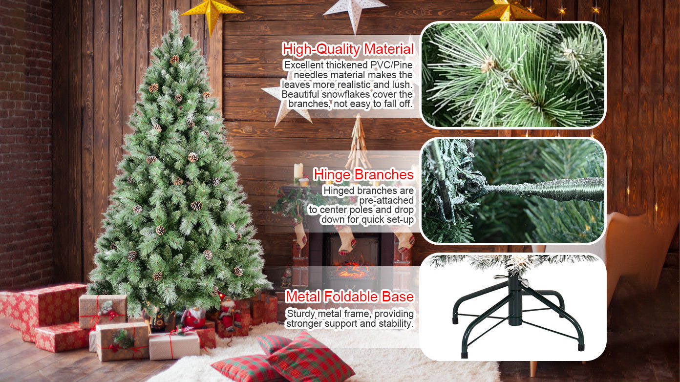 8 Ft The Full-Bodied Pre-Decorated Pinecone Christmas Tree