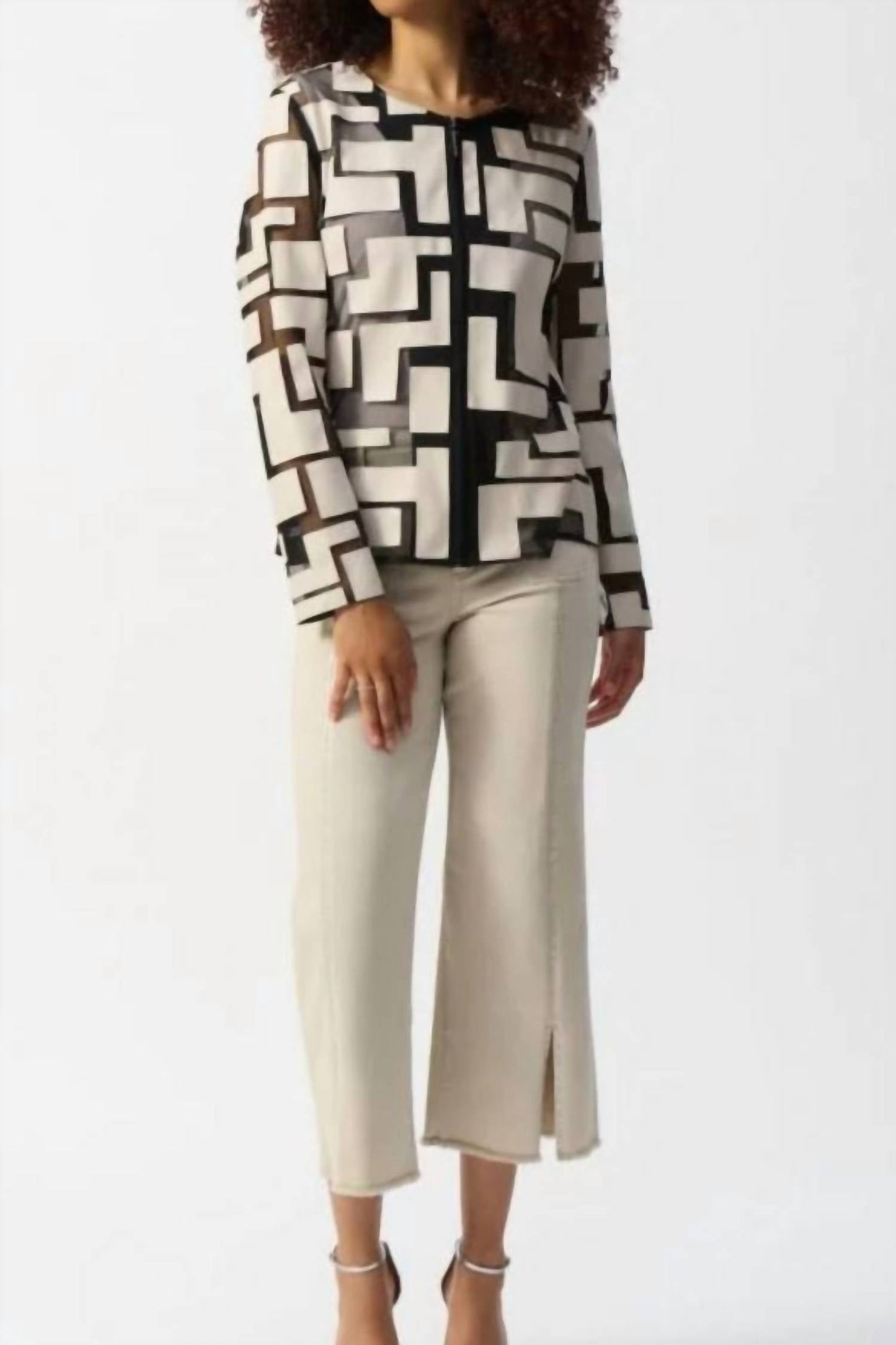 Joseph Ribkoff - Mesh & Leatherette Fitted Jacket