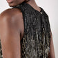 Apricot - Sequin Stripe Fringe Top