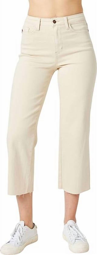 Judy Blue - Calça jeans cropped de cintura alta e perna larga