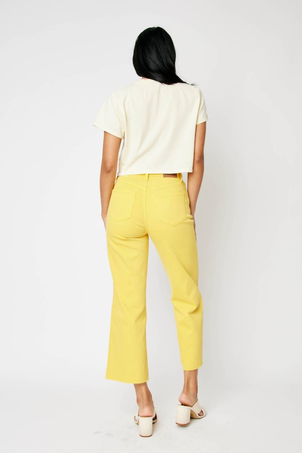 Judy Blue - Hight Waist Garment Dyed Braided Waistband Crop Wide Leg Jeans