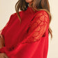 Anniewear - Embroidered Shoulder Mock Neck Sweater