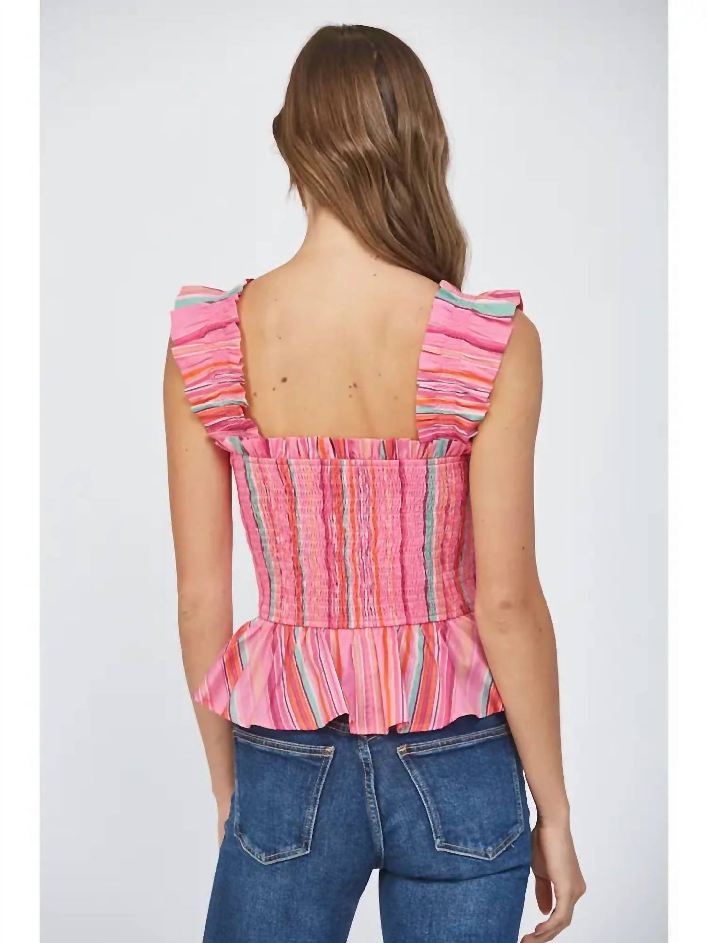 Fate - Fate Striped Cotton Smocked Bodice Top 5.20