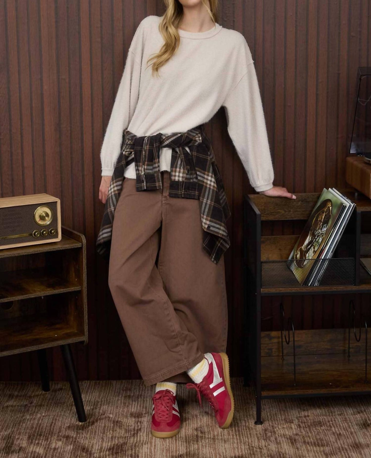 Blu Pepper - Women's Fuzzy Knit Long Sleeve Top