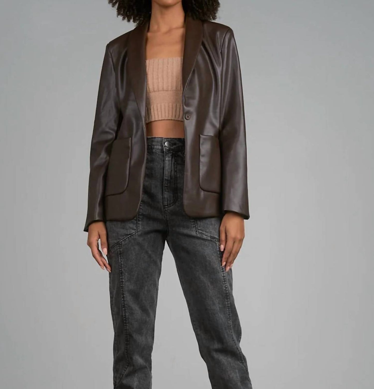 Elan - Faux Leather Blazer