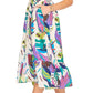 Style Usa - Leaf Print Collared Midi Dress