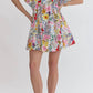 Entro - Colorful Floral Short Ruffle Dress