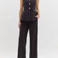 Entro - Sleeveless Button-front Peplum Suit