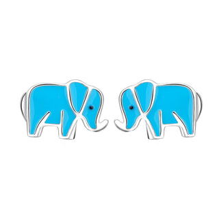 Sterling Silver Blue Elephant Earrings