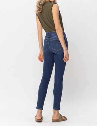 Judy Blue - Calça jeans skinny com cintura alta e fenda frontal