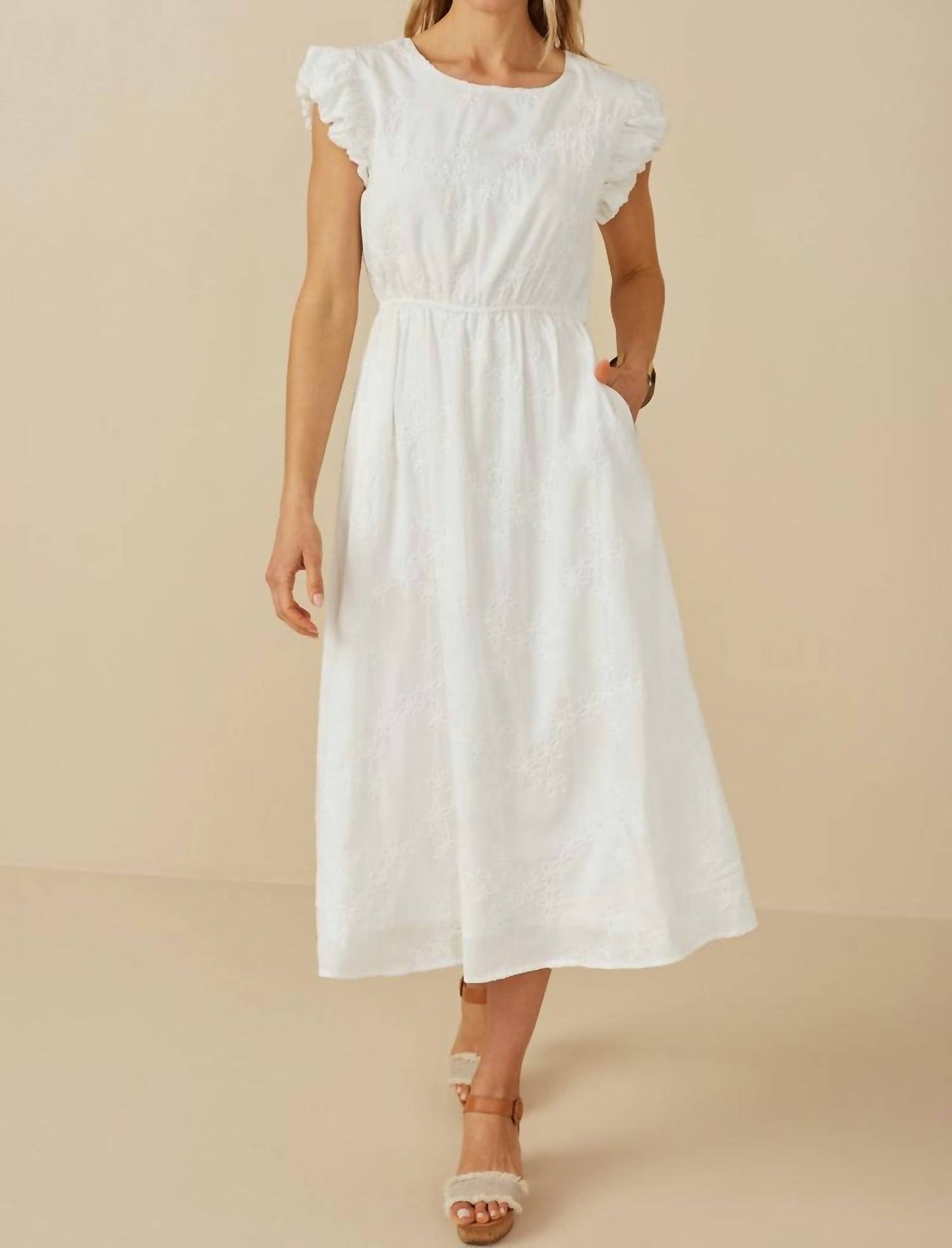 Hayden La - Floral Smocked Bubble Sleeve Midi Dress