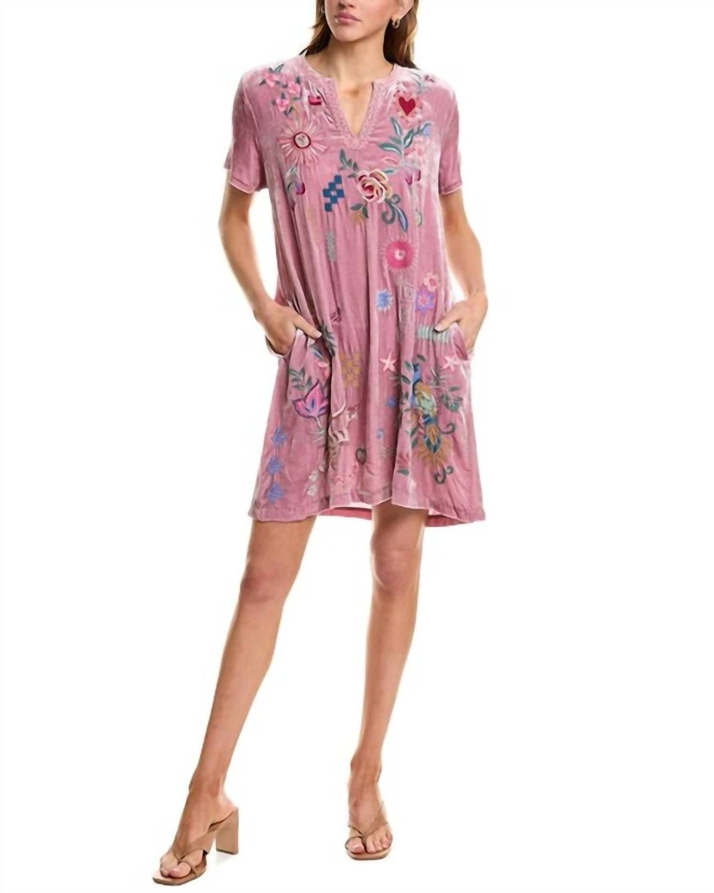 Johnny Was - VELVET V-NECK SHIFT DRESS Carmene