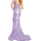 Jovani - Corset Bodice Feather Skirt Dress
