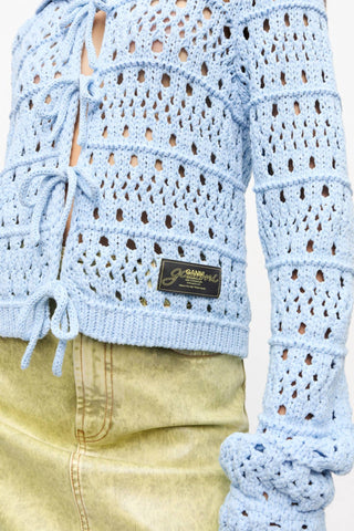 Ganni - Cotton Mix Tie String Cardigan