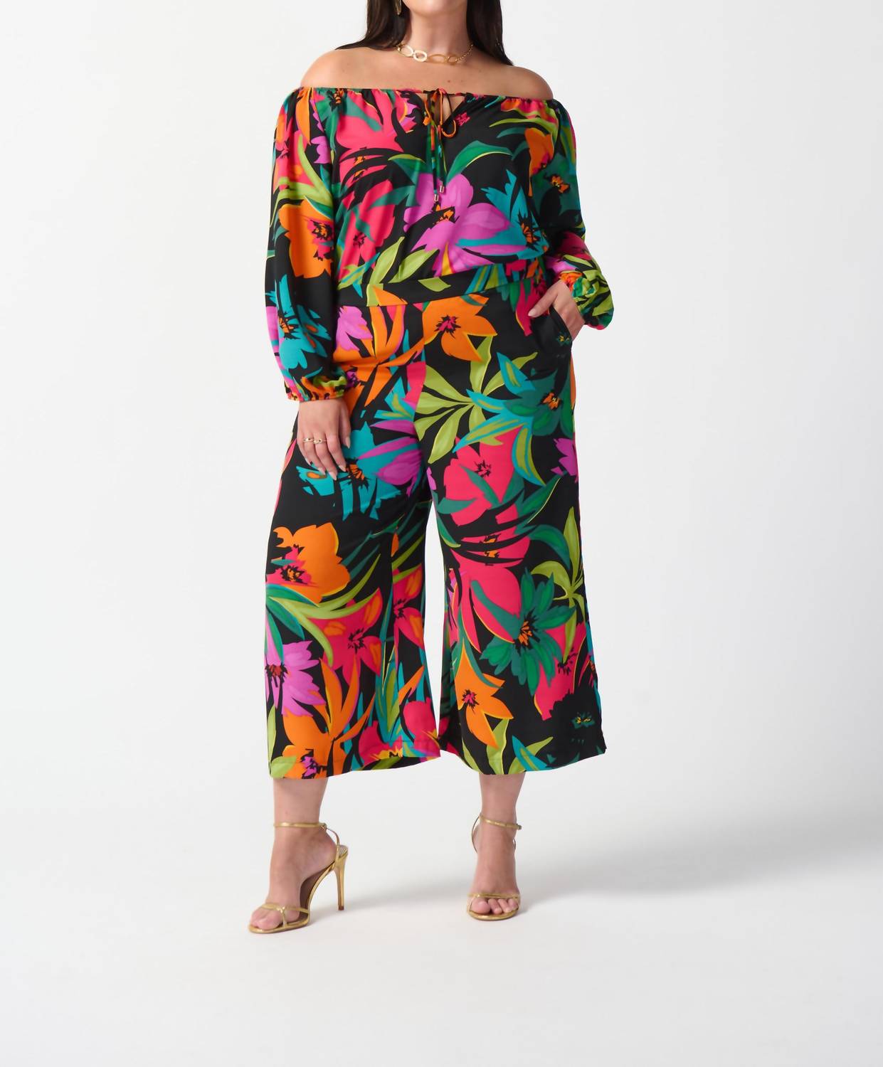 Joseph Ribkoff - Hibiscus Print Wide Leg Culotte