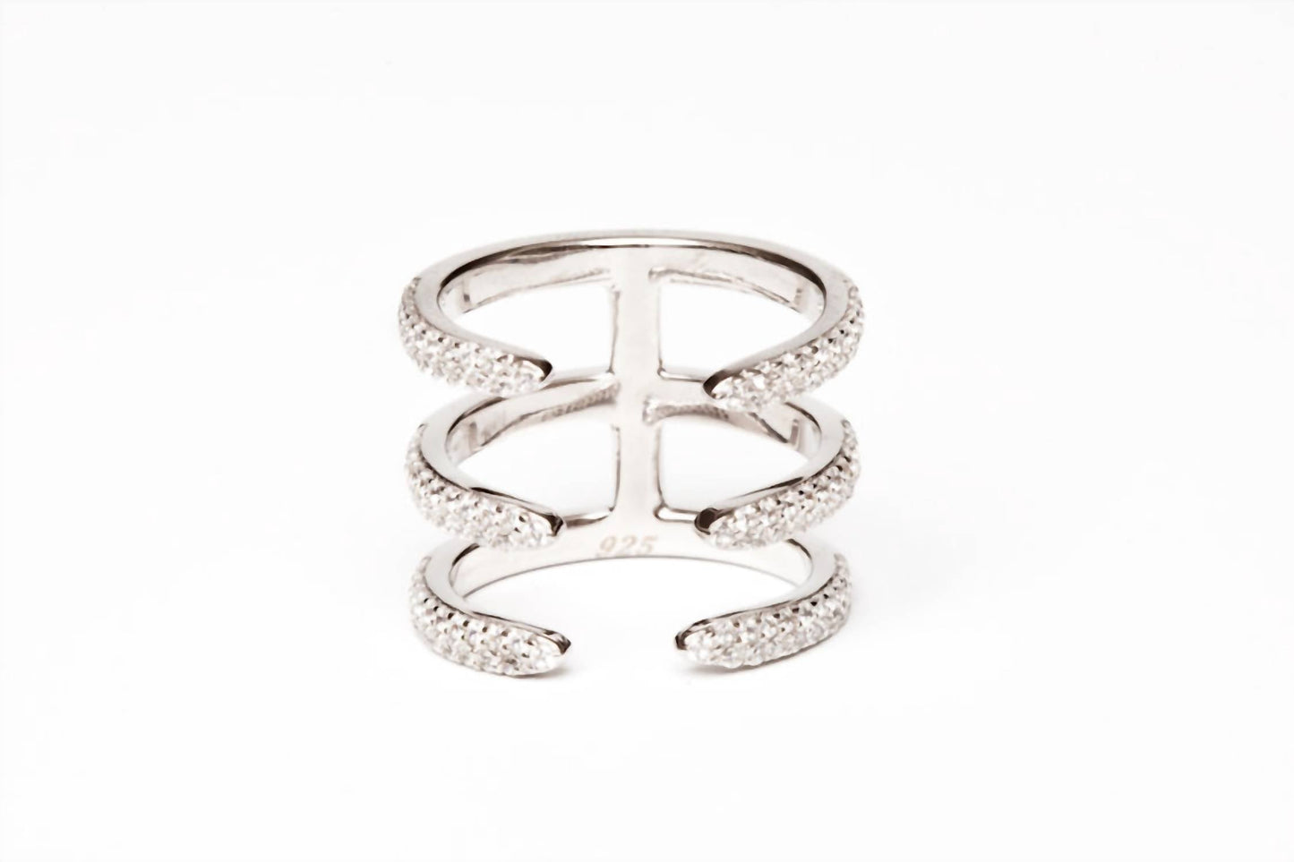 Avenue Chic - Women's Three Line Cz Cuff Ring