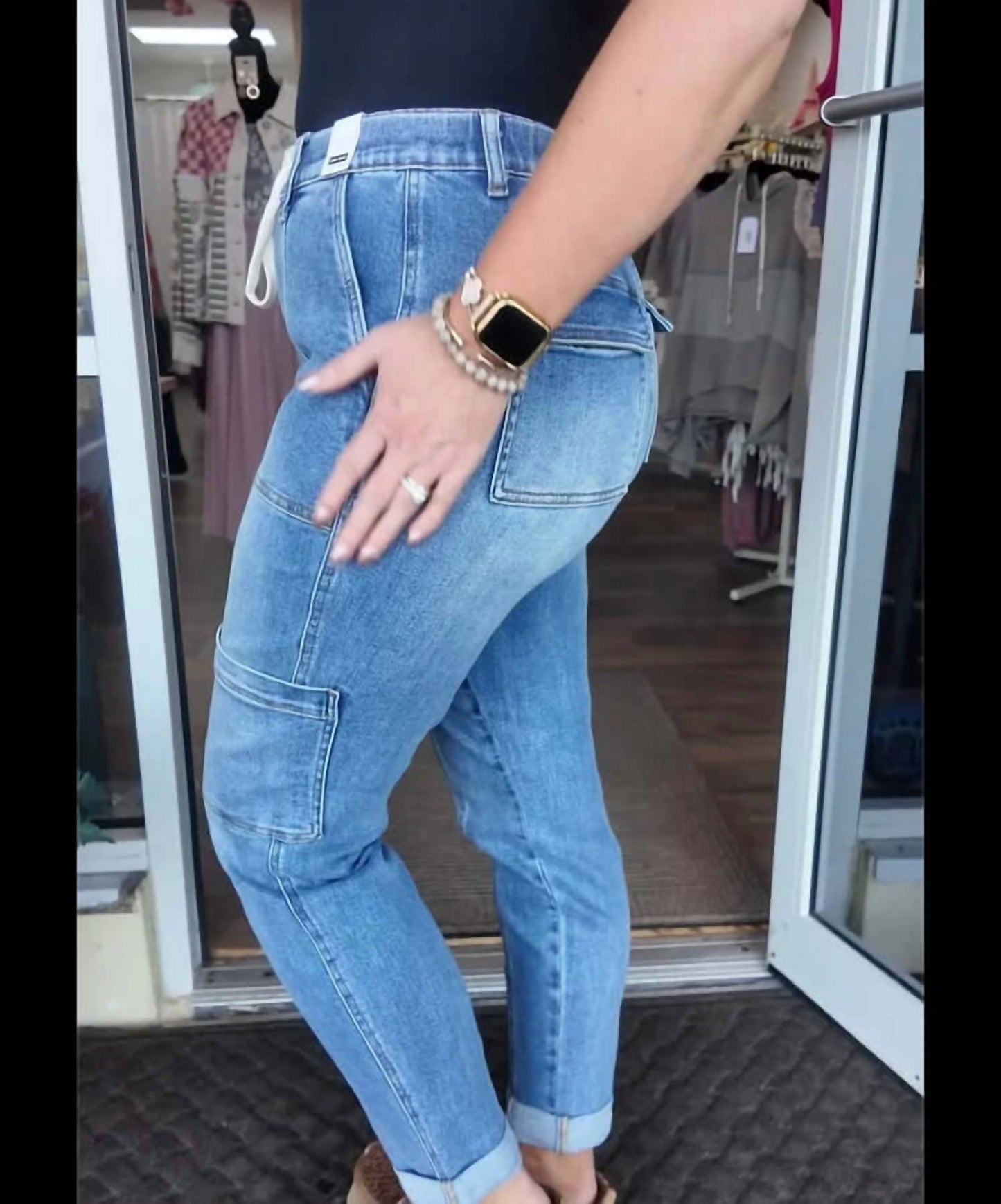 Judy Blue - High Waist Cargo Cuffed Jogger Jeans