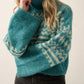 Promesa - Abstract Geometric Turtleneck Loose Fit Sweater