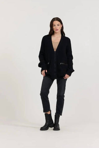 Vintage Havana - Cardigan utilitário com zíper frontal