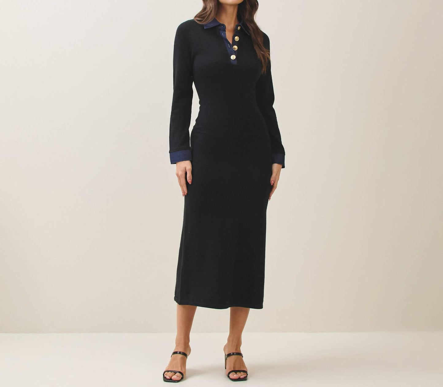 Able - Women's Denim Trim Knit Dress