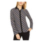 ANNE KLEIN Womens Black Striped Long Sleeve Collared Top Size: XS