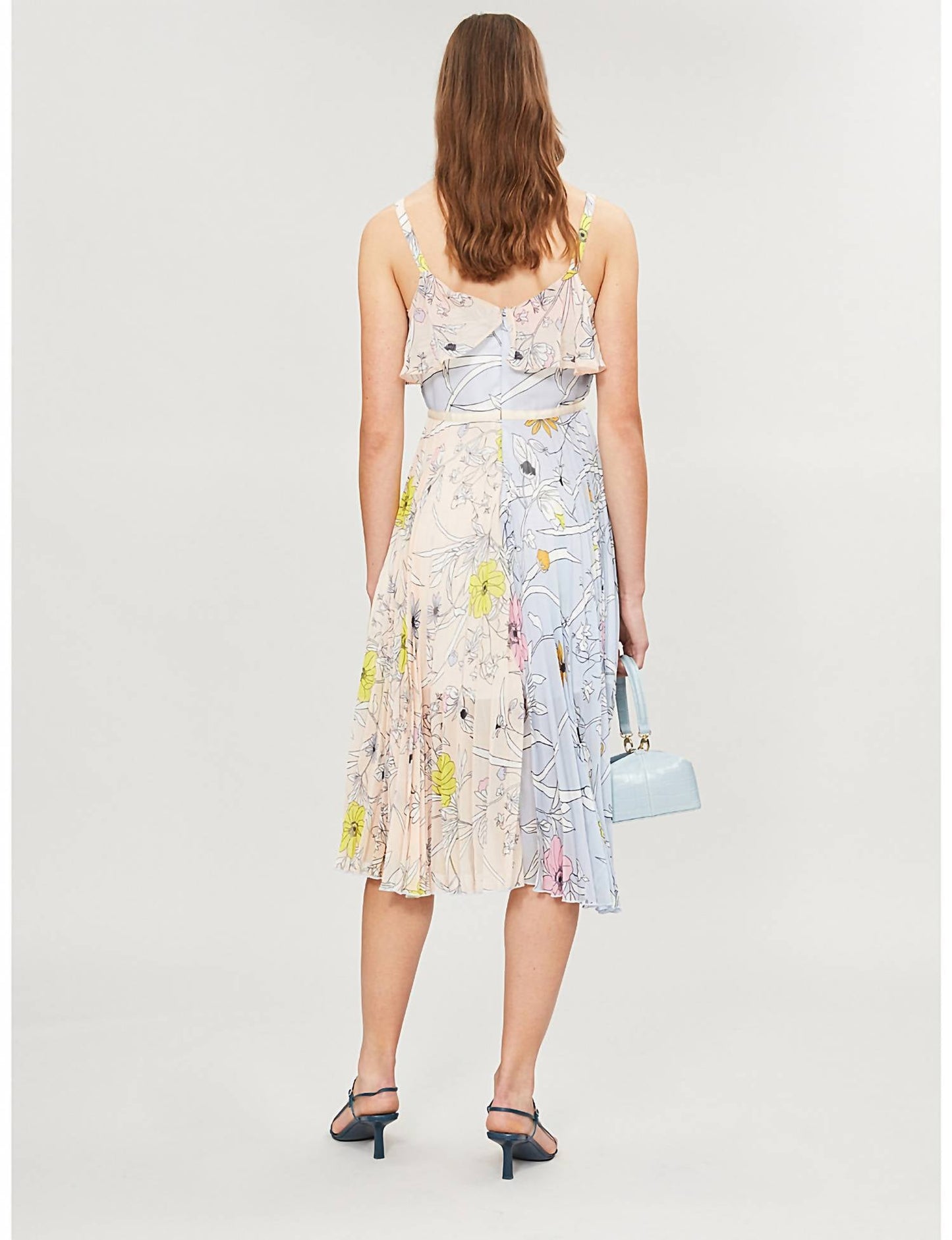 Topshop - Floral Print Midi Pleated Dress