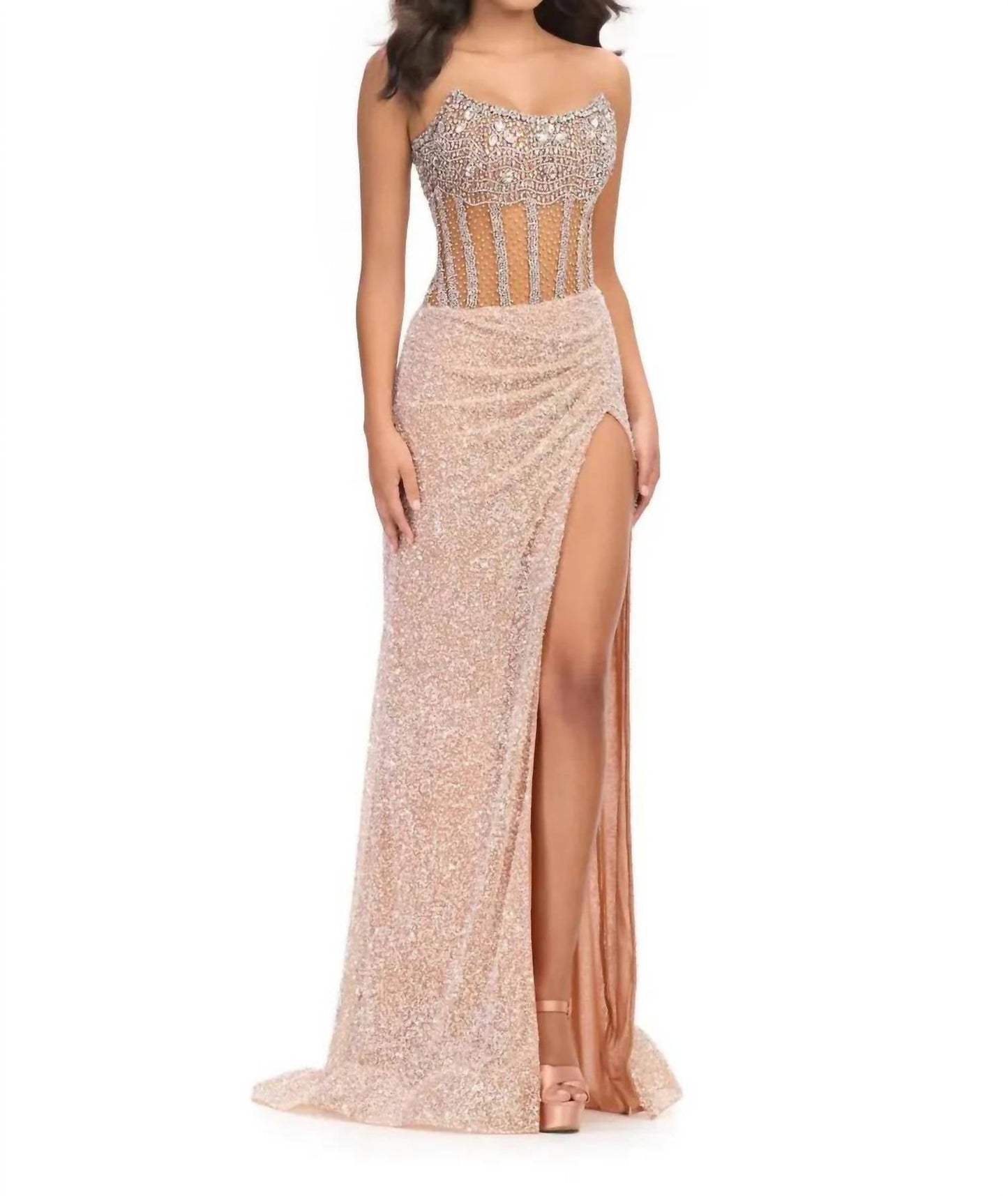 Ashleylauren - Dazzling Fully Hand Beaded Gown