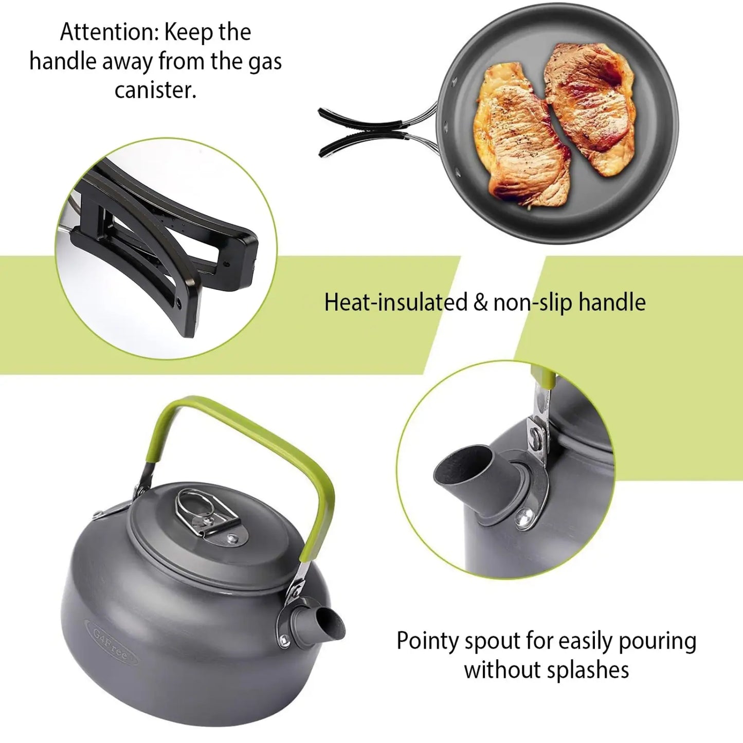 Camping Cookware Set 12pcs Aluminum Pot Pan Kettle