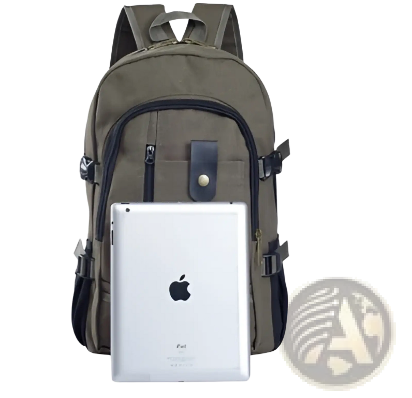 Canvas Backpack Men's Olive Green Student Bag