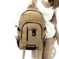 Canvas Backpack Men's Olive Green Student Bag