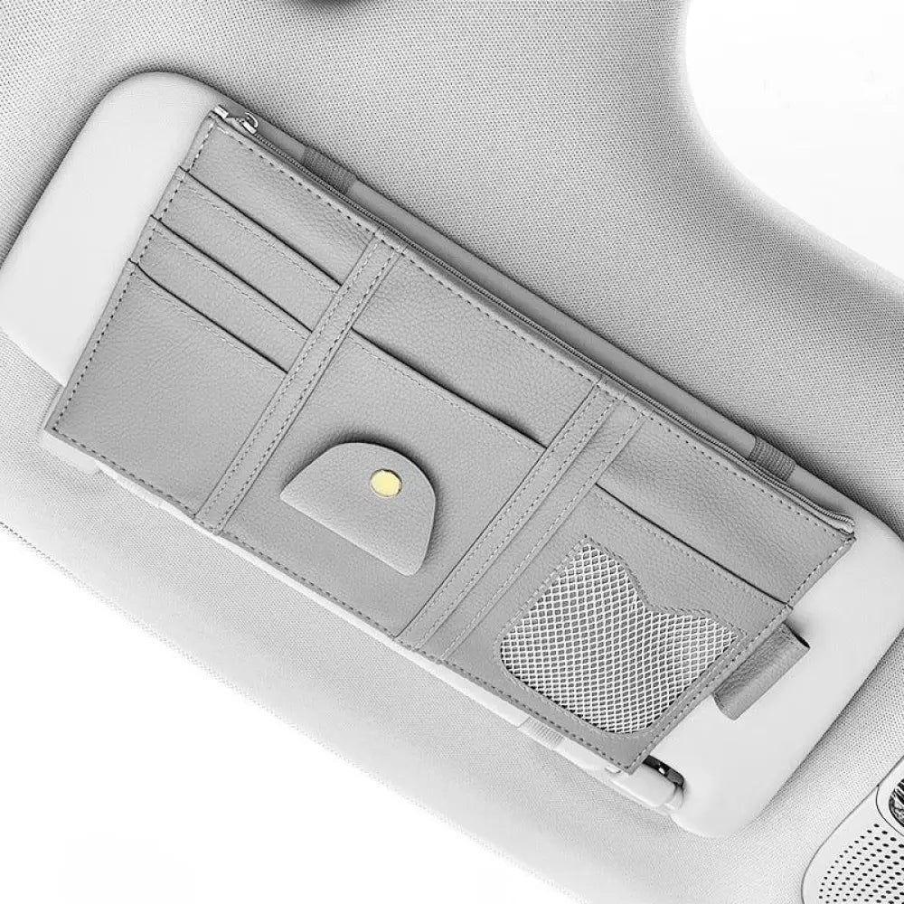 Premium Leather Car Sun Visor Storage Organizer