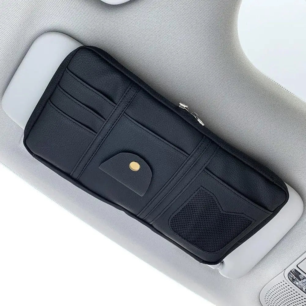 Premium Leather Car Sun Visor Storage Organizer