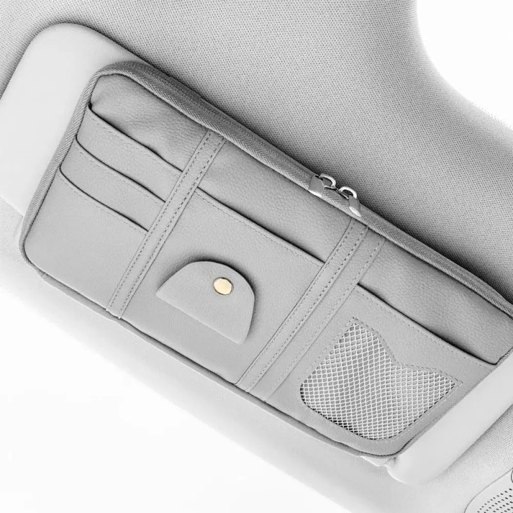Premium Leather Car Sun Visor Storage Organizer