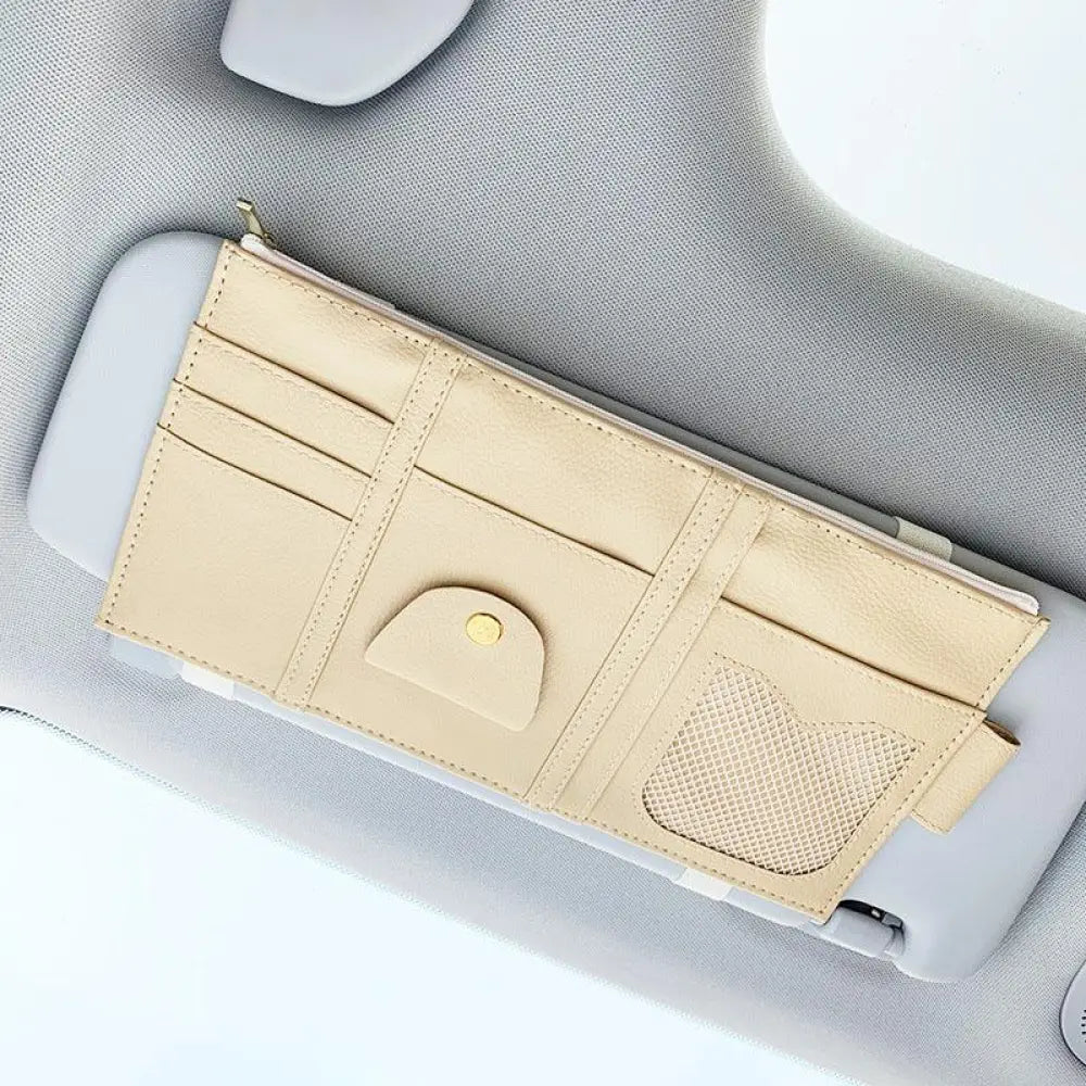 Premium Leather Car Sun Visor Storage Organizer
