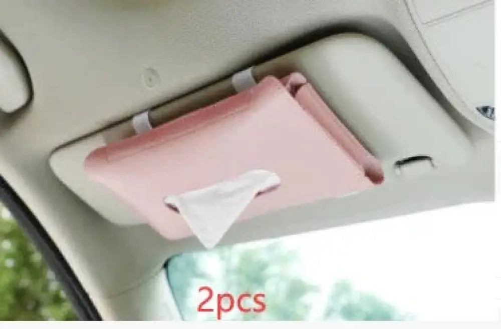 Premium Leather Car Sun Visor Tissue Box Holder