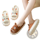 Cartoon Animal Embroidered Open Toe Linen Slippers