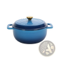 Cast Iron Dutch Oven 5qt Blue with Gold Knob